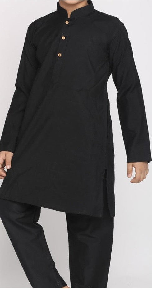 Boys Black solid Kurta with Pyjamas